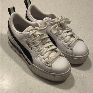 Puma Women's White and Black Platform Sneakers